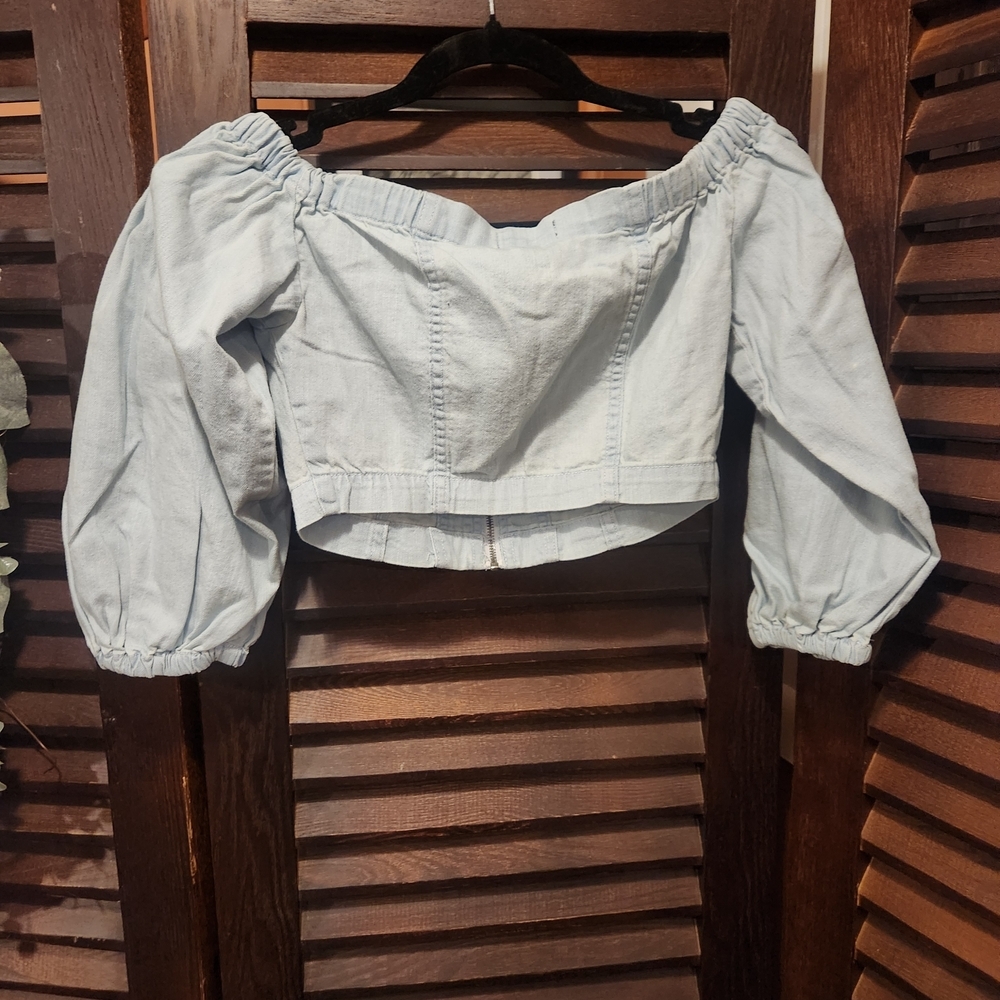 BDG Light Blue Off-Shoulder Blouse - Picture 3 of 3
